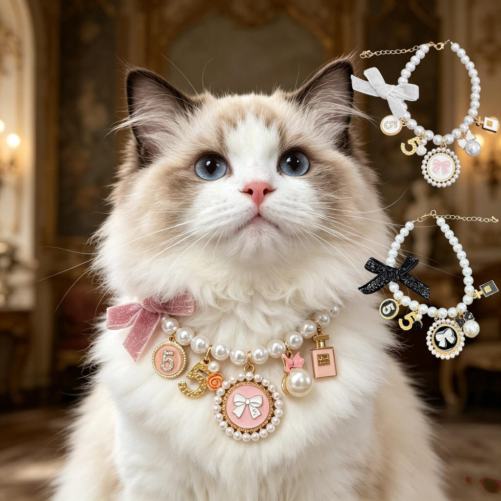 Luxury Bow Pearl Pet Necklace