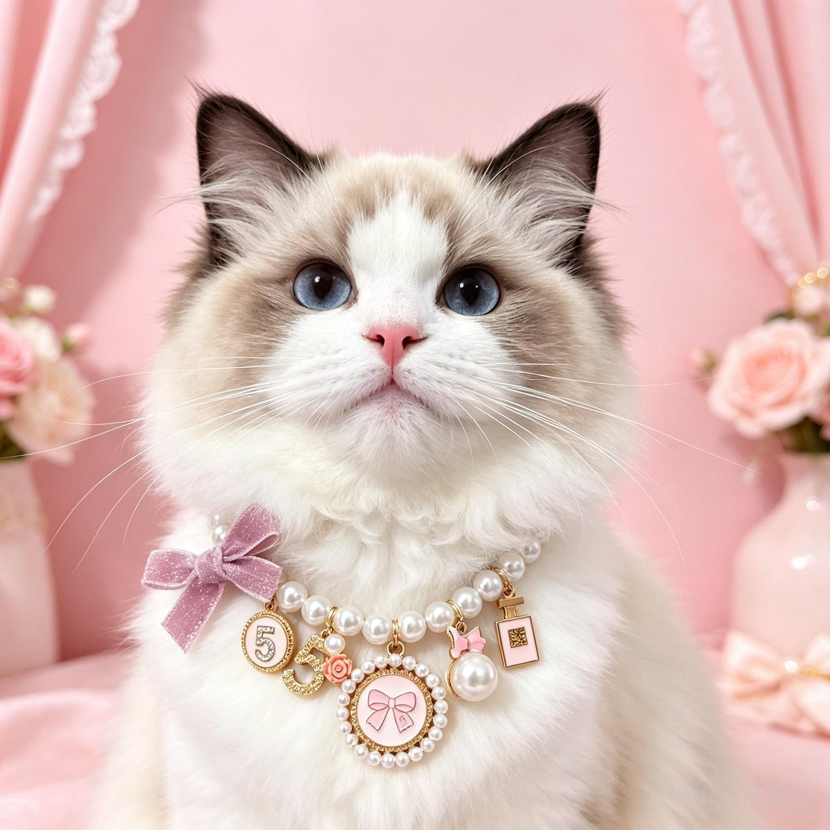 Luxury Bow Pearl Pet Necklace