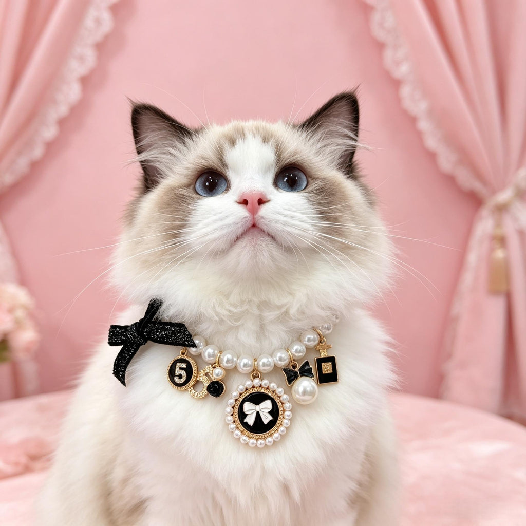 Luxury Bow Pearl Pet Necklace