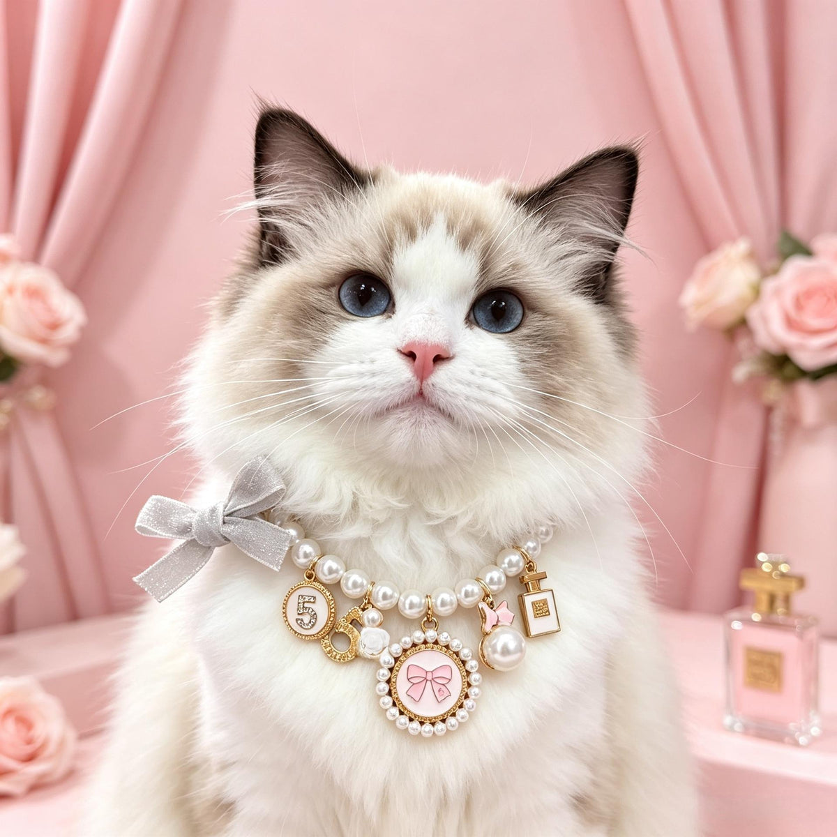 Luxury Bow Pearl Pet Necklace