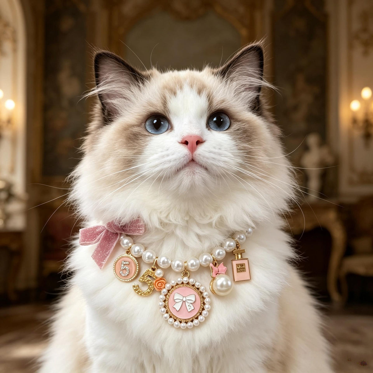 Luxury Bow Pearl Pet Necklace