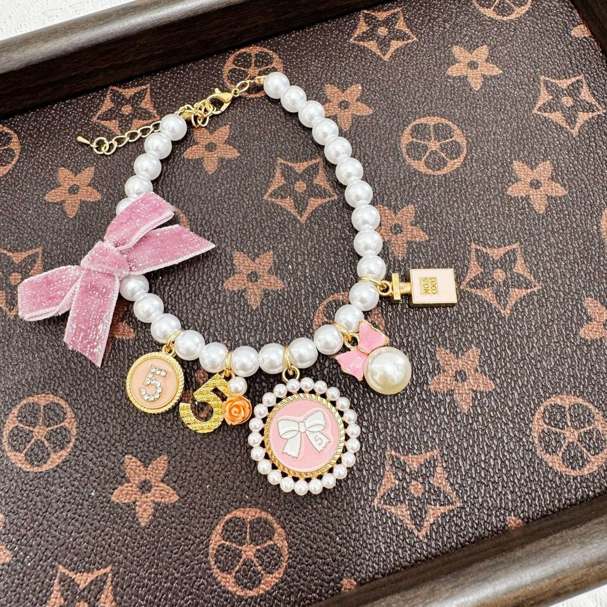 Luxury Bow Pearl Pet Necklace