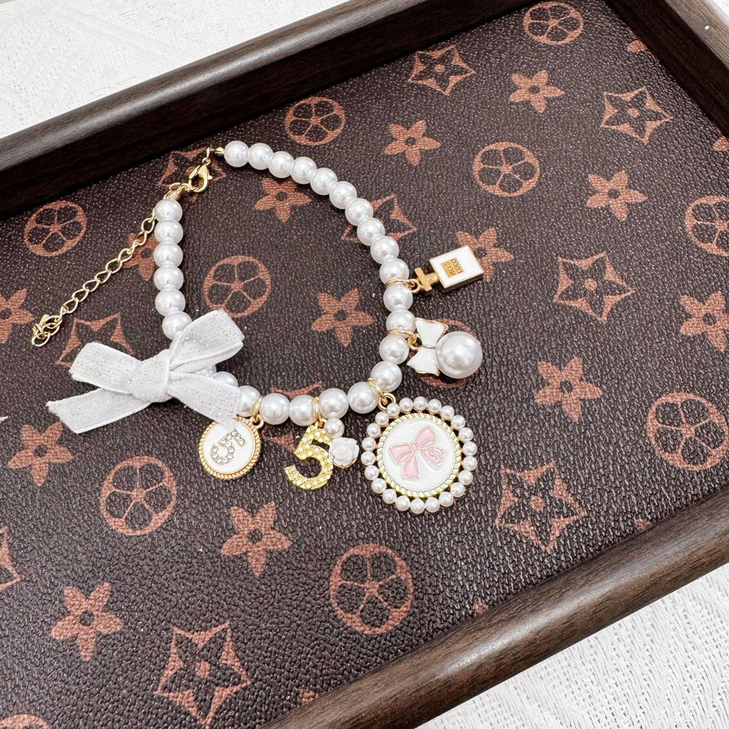 Luxury Bow Pearl Pet Necklace