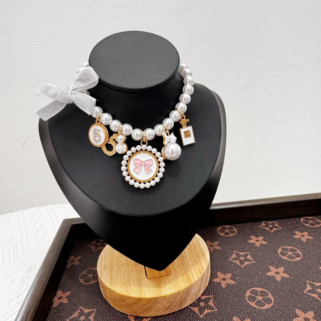 Luxury Bow Pearl Pet Necklace