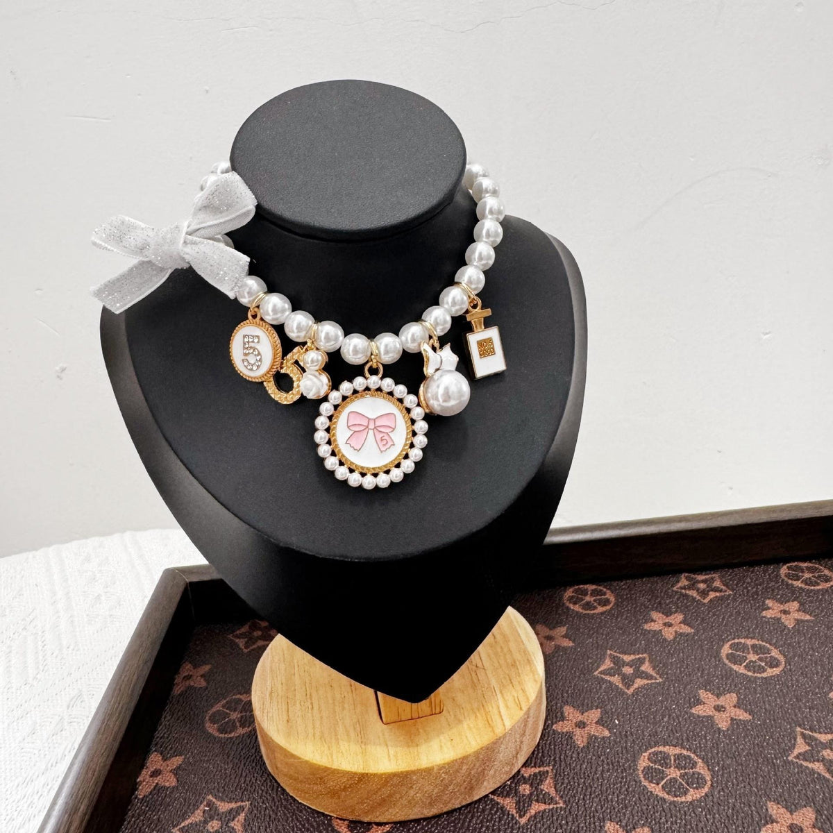 Luxury Bow Pearl Pet Necklace