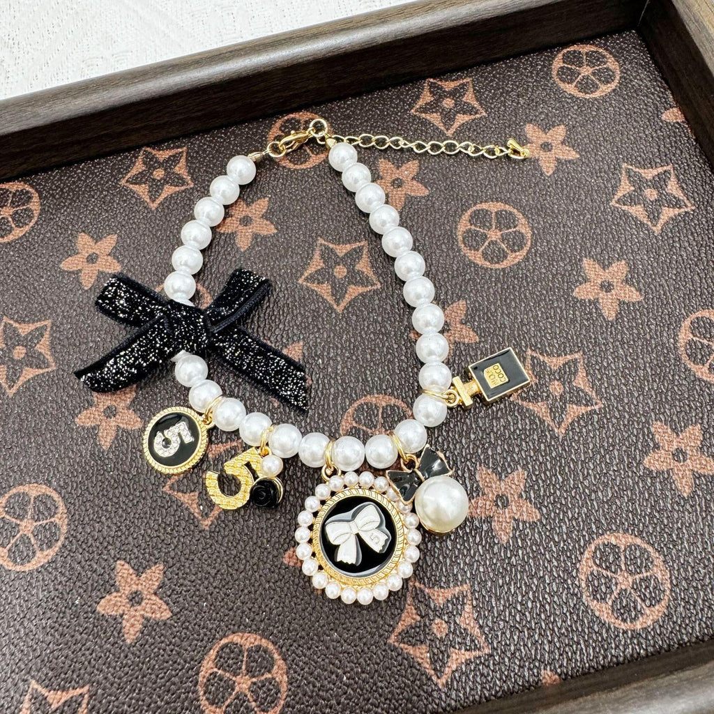 Luxury Bow Pearl Pet Necklace