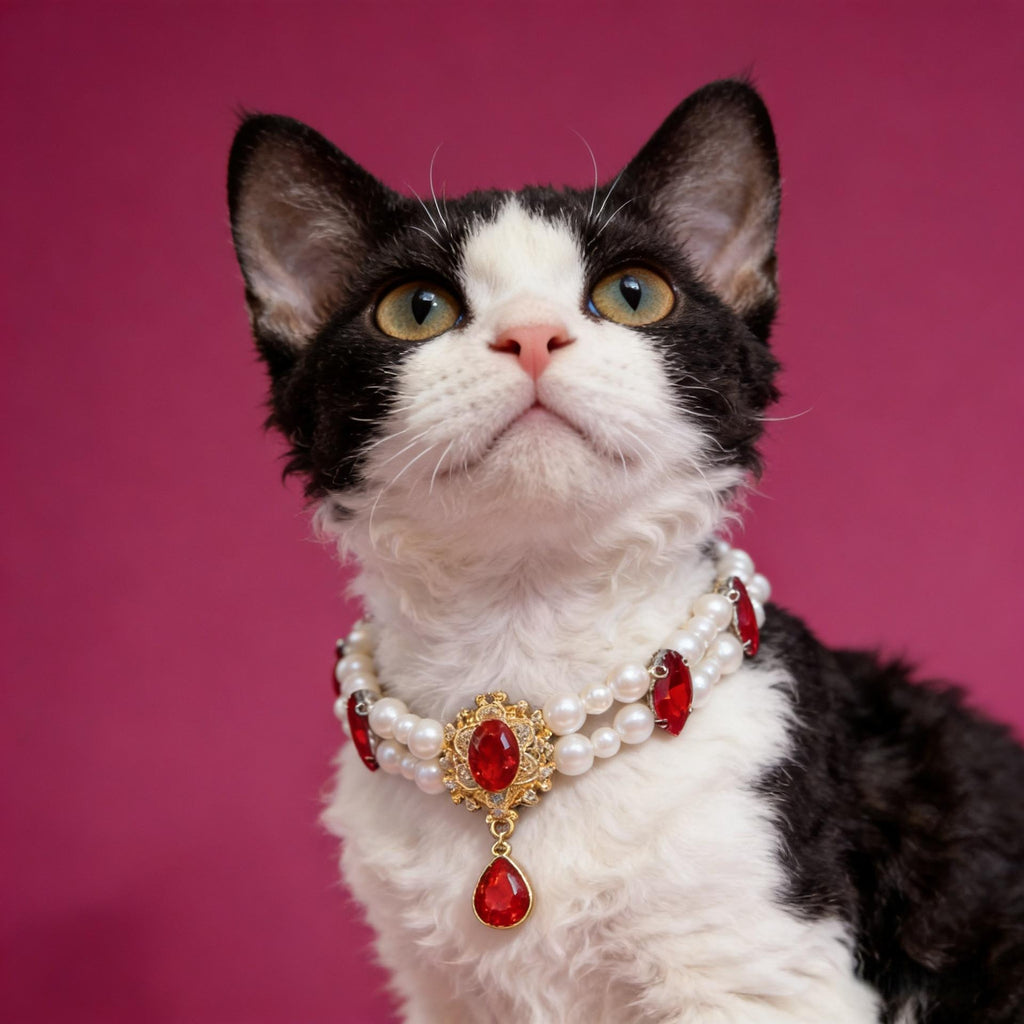 Vintage Gem Pearl Pet Necklace