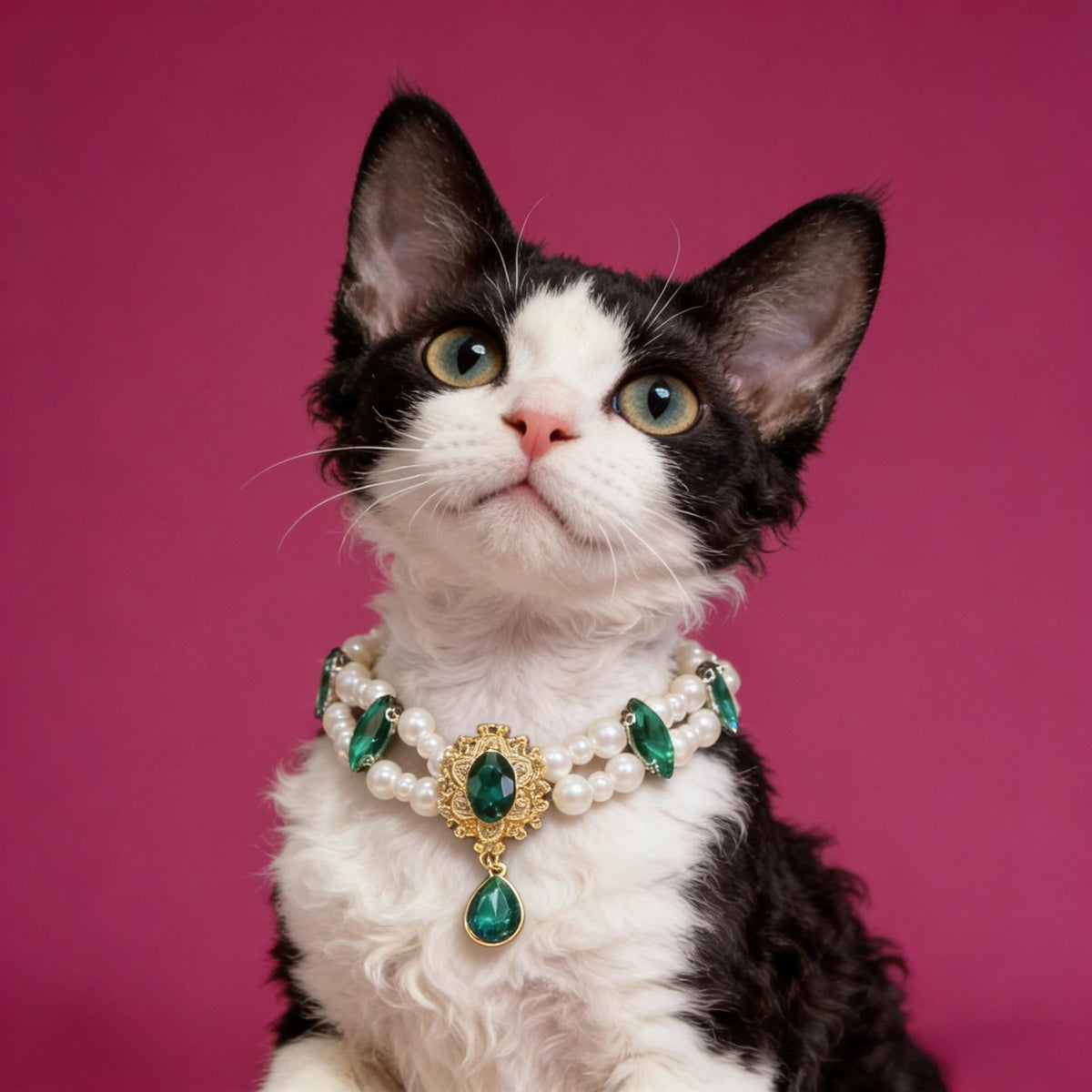 Vintage Gem Pearl Pet Necklace