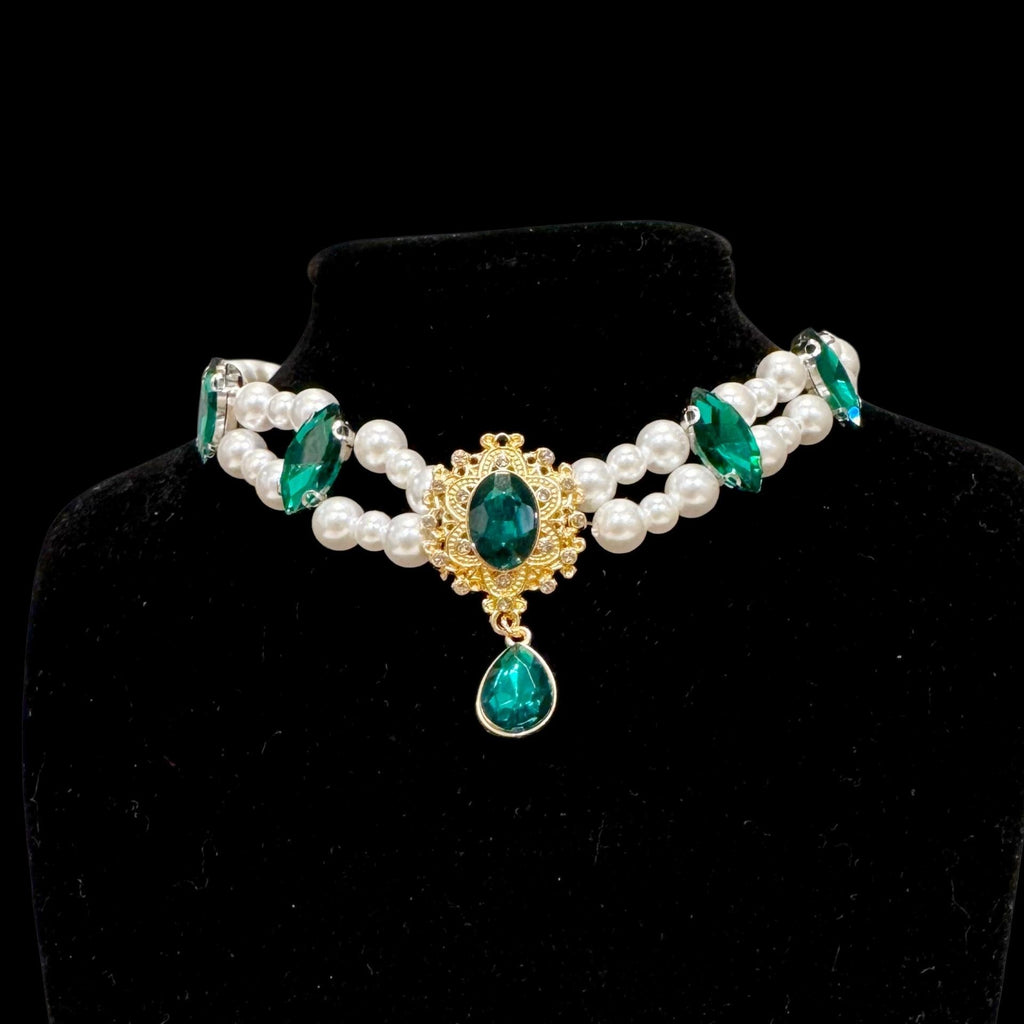 Vintage Gem Pearl Pet Necklace