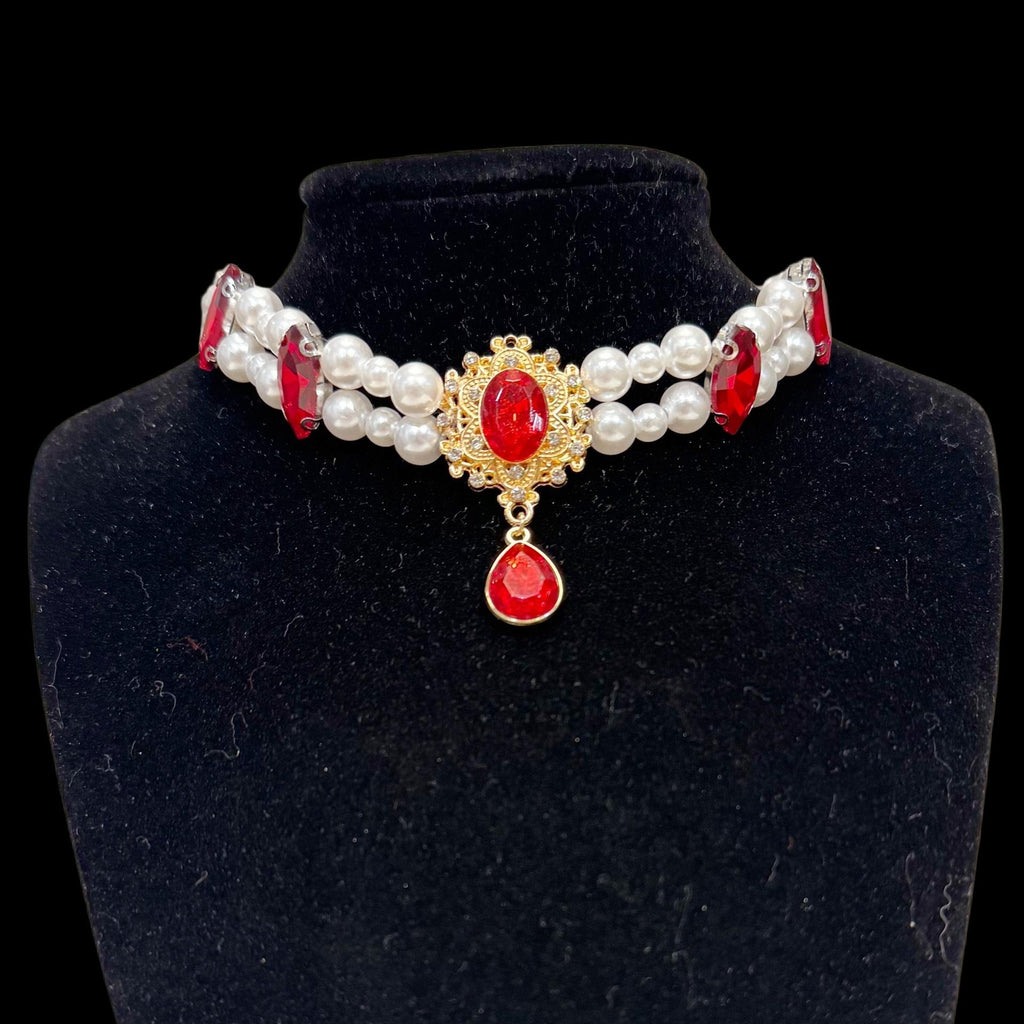 Vintage Gem Pearl Pet Necklace