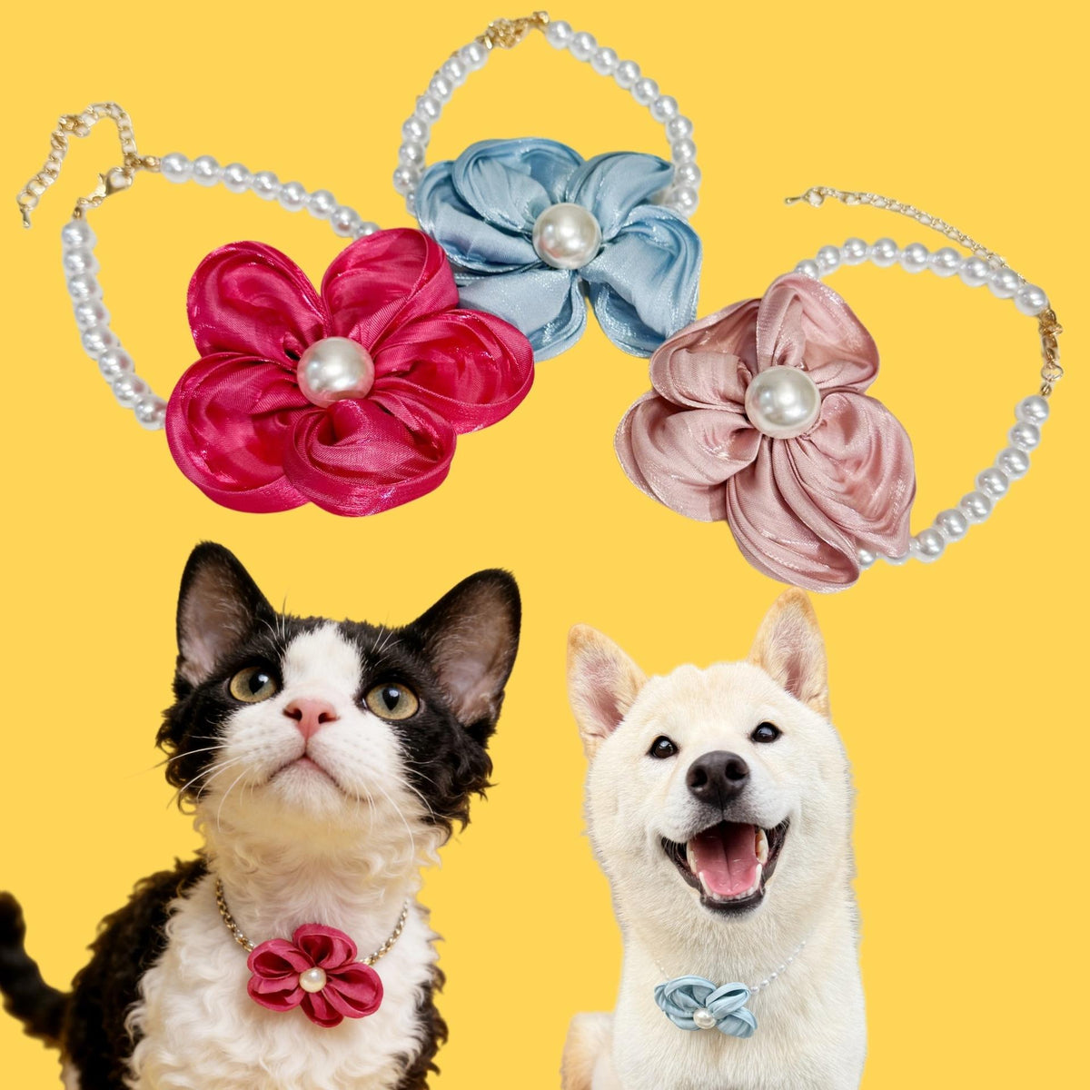 Pet Pearl Flower Collar