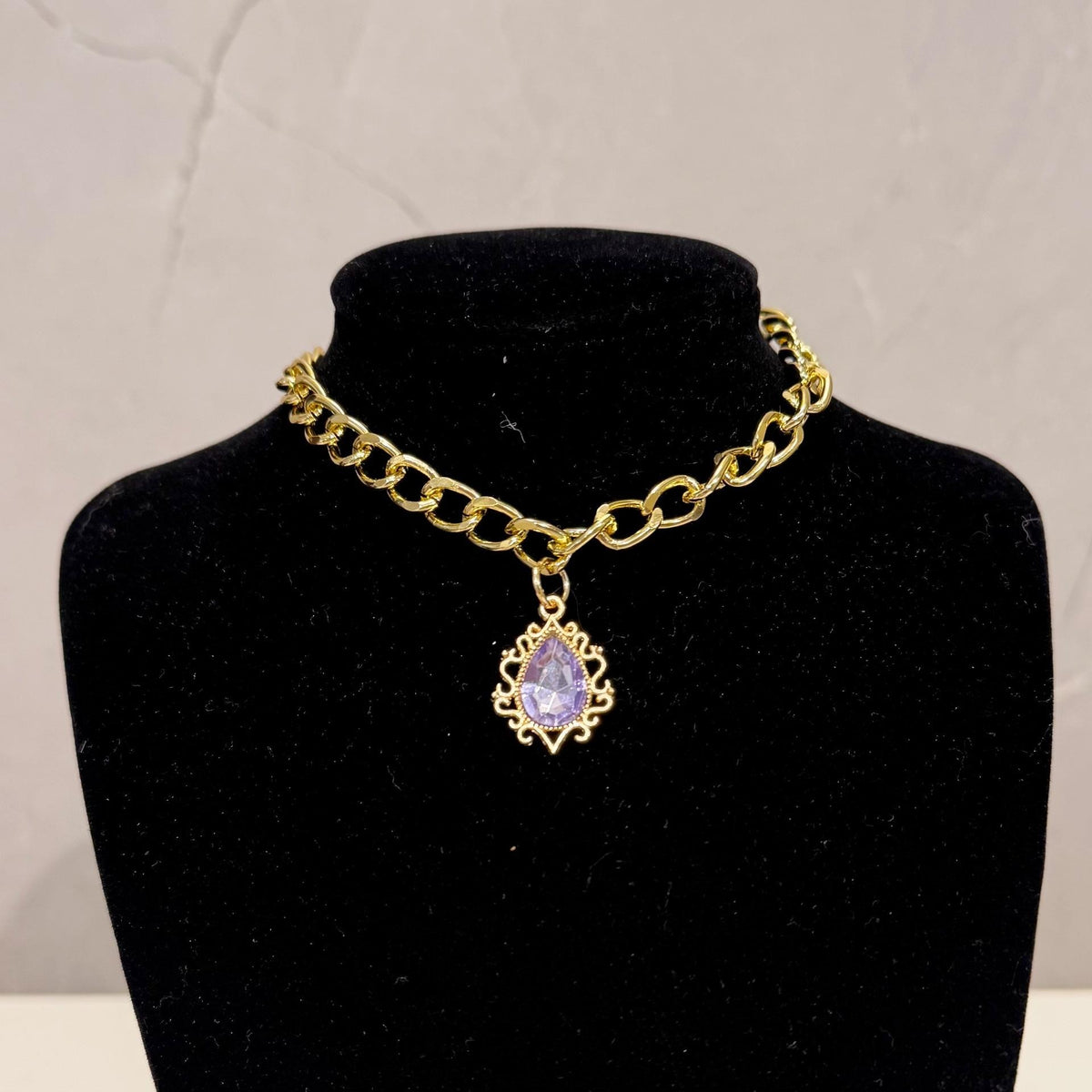 Pet Teardrop Gem Metal Chain Collar