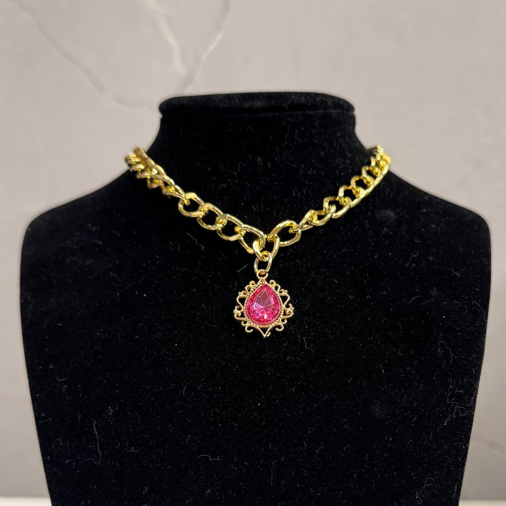 Pet Teardrop Gem Metal Chain Collar