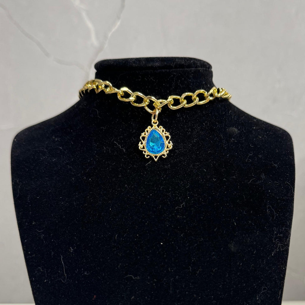 Pet Teardrop Gem Metal Chain Collar