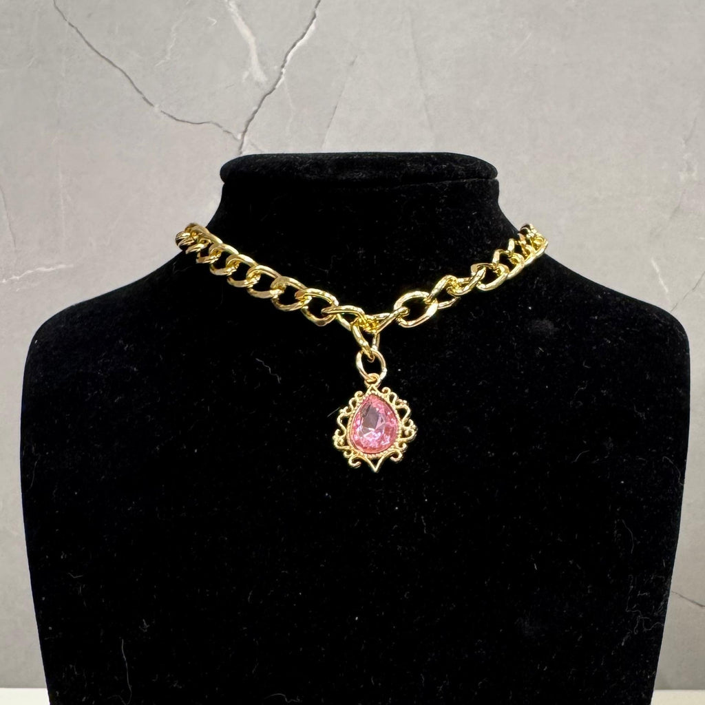 Pet Teardrop Gem Metal Chain Collar