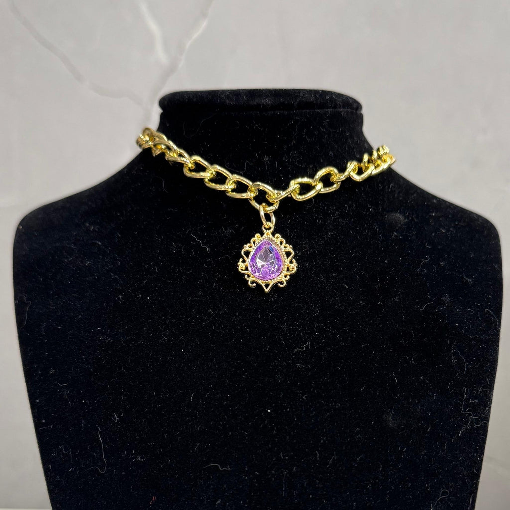 Pet Teardrop Gem Metal Chain Collar