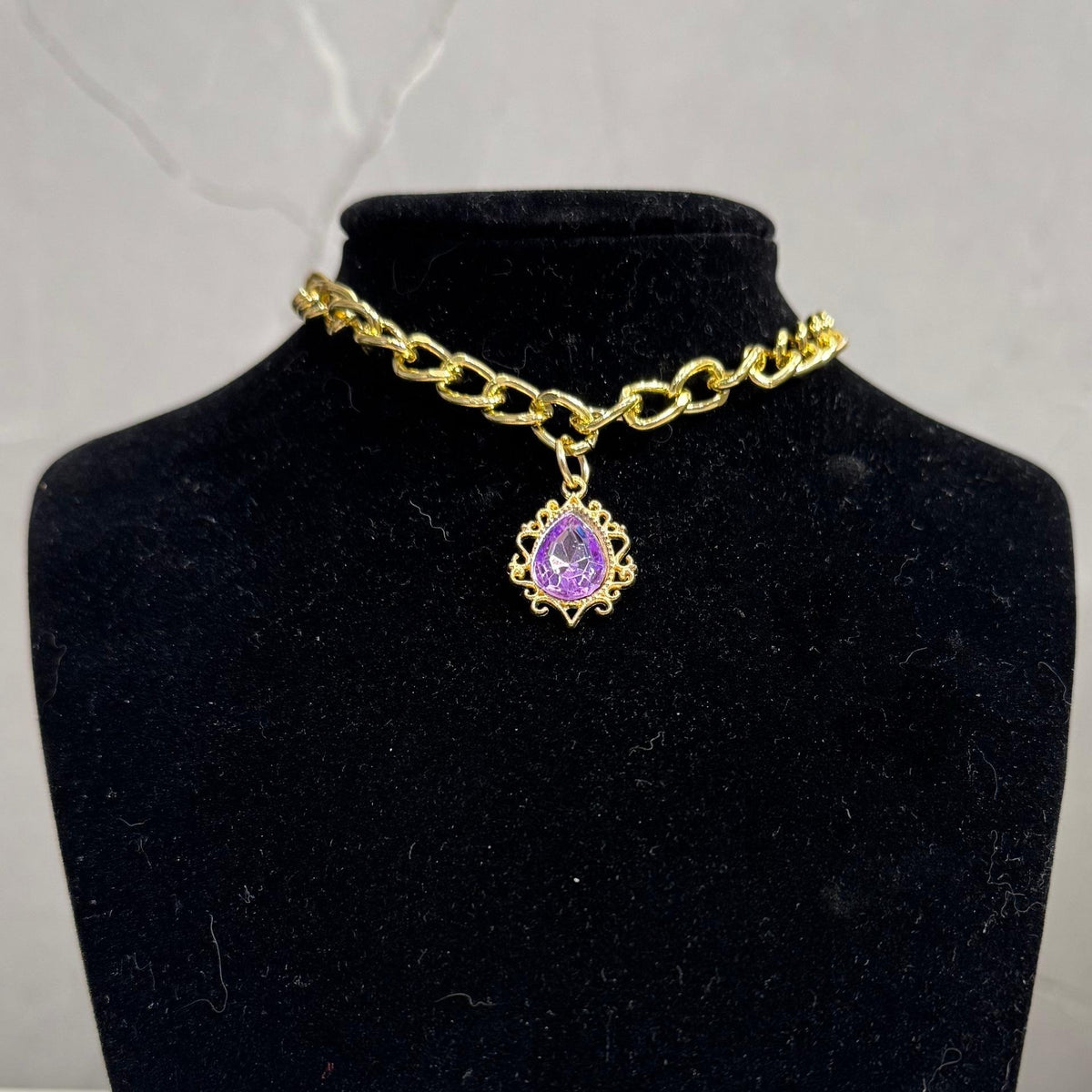Pet Teardrop Gem Metal Chain Collar