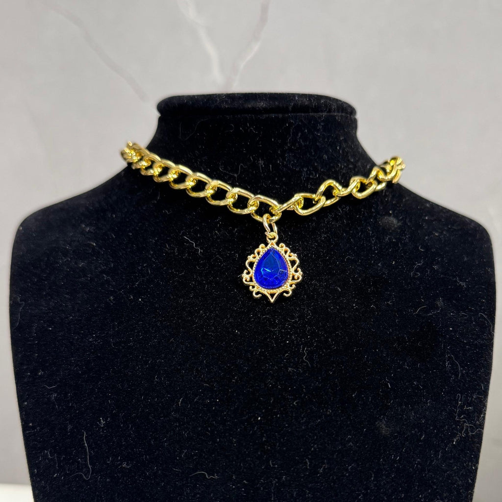 Pet Teardrop Gem Metal Chain Collar
