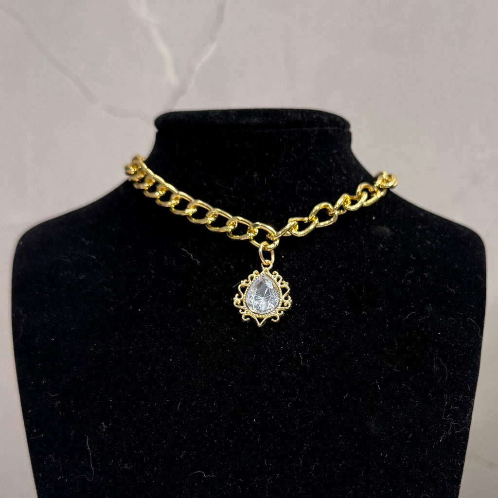 Pet Teardrop Gem Metal Chain Collar