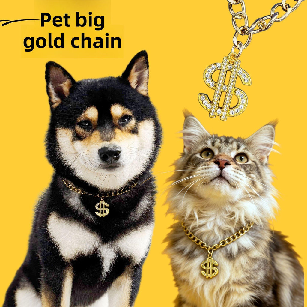 Pet Dollar Sign Gold Chain Necklace