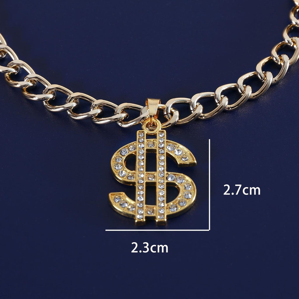 Pet Rhinestone Dollar Sign Chain Necklace