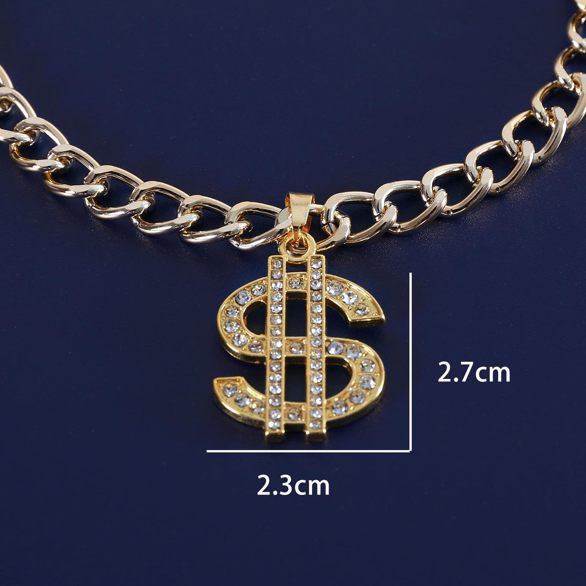 Pet Rhinestone Dollar Sign Chain Necklace
