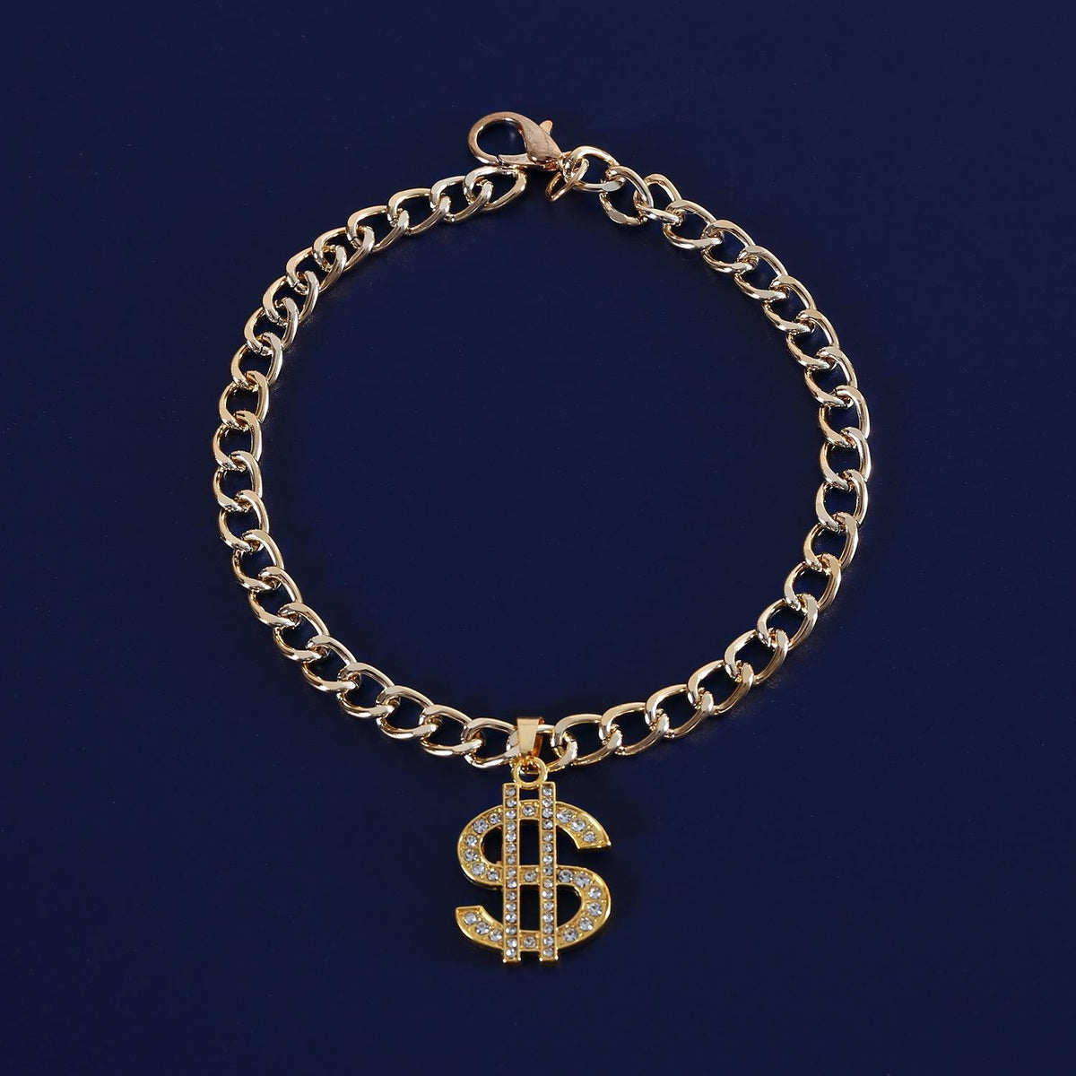 Pet Rhinestone Dollar Sign Chain Necklace