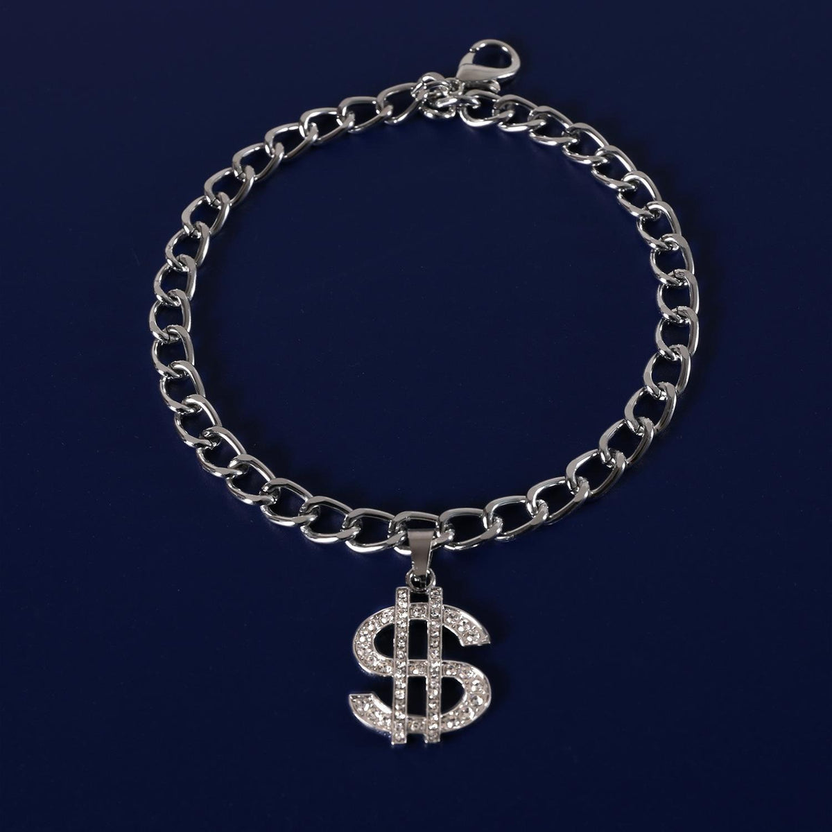 Pet Rhinestone Dollar Sign Chain Necklace